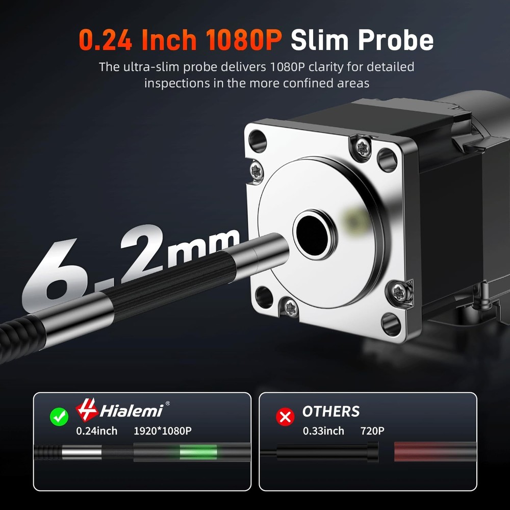 Two-Way Articulating Borescope with Probe Hover Lock, 6.2mm Endoscope Camera ...