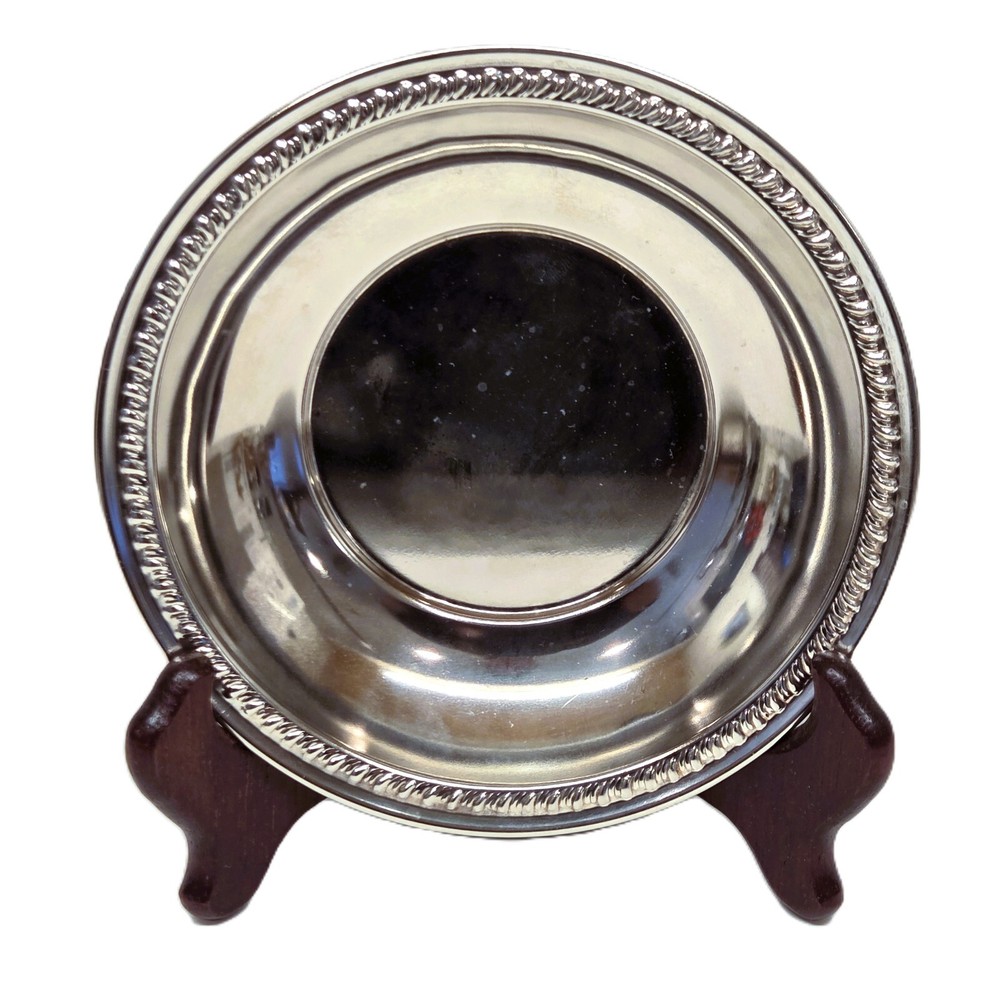 Vintage Herald Silverplate Dish Bowl Candy Nut Decorative Edge Serving 5-5/8"
