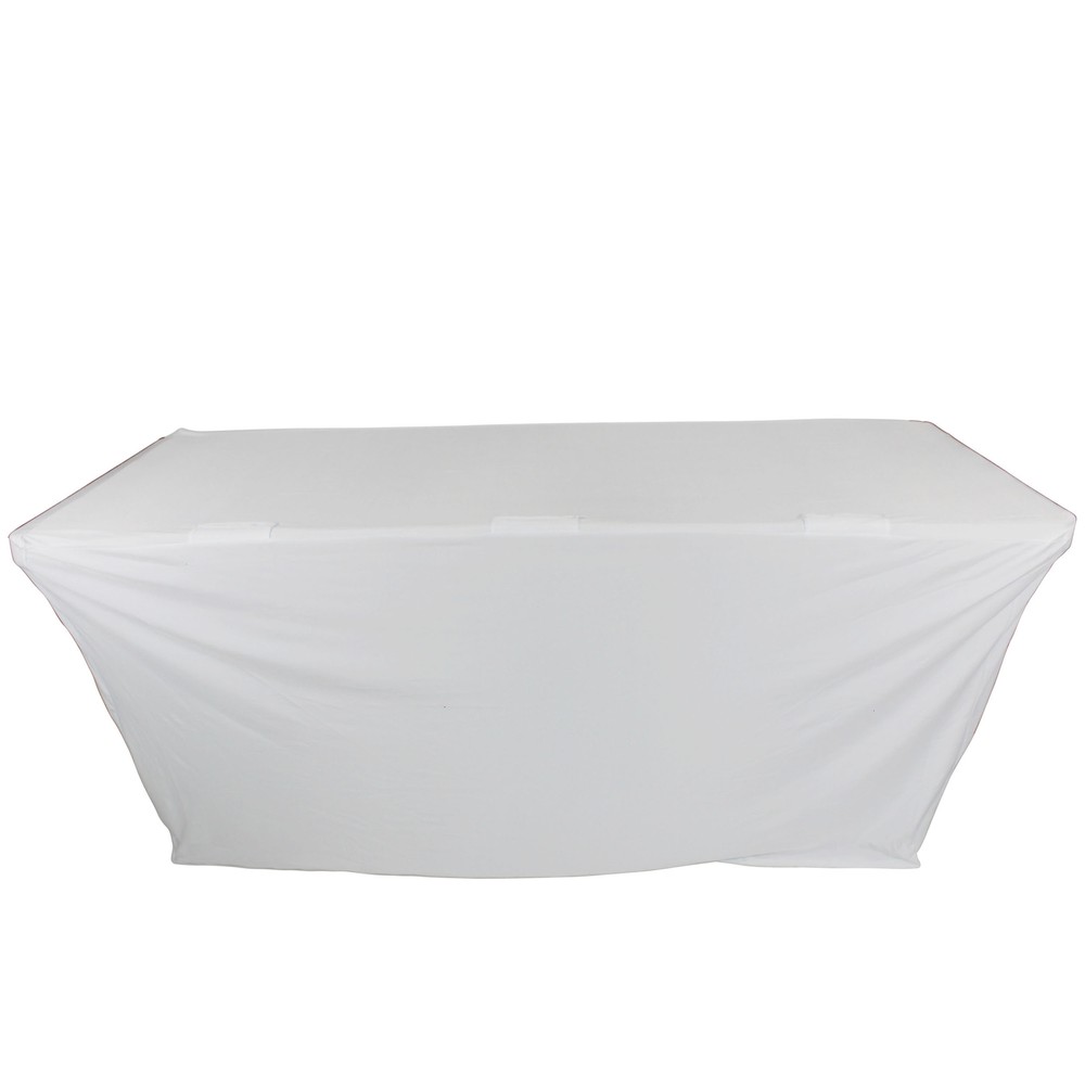 Pro X 6 Ft. Open Back Spandex Table Cover Scrim - White