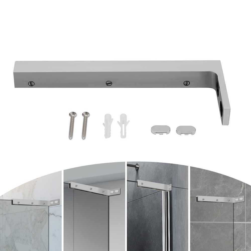 Glass Door L-Shape Stabilizing Bracket Glass Support Bracket Stabilizer Silver~