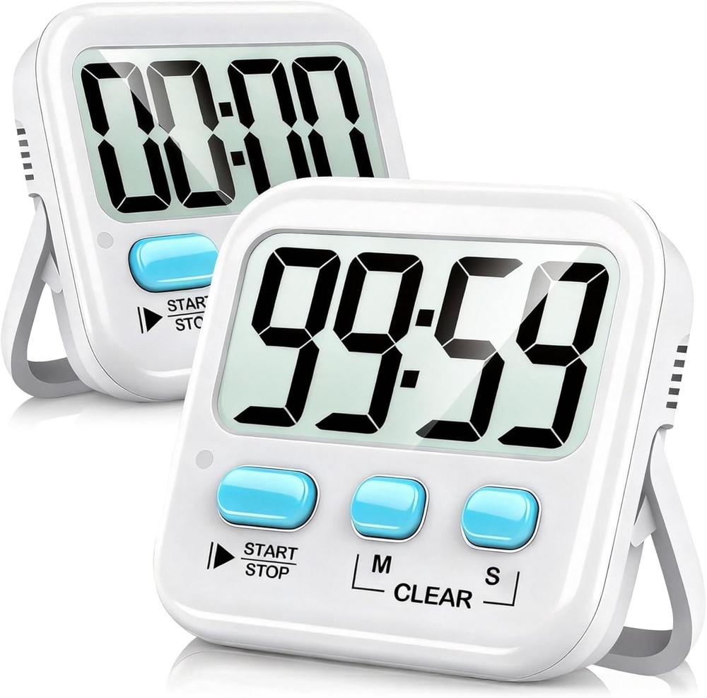 Antonki 2-Pack Digital Kitchen Timer Magnetic Countdown for Cooking & Study