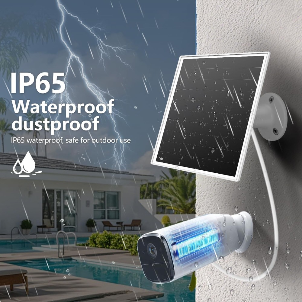 6W Solar Panel for Outdoor Security Camera with Micro USB & USB - C Port, Sol...