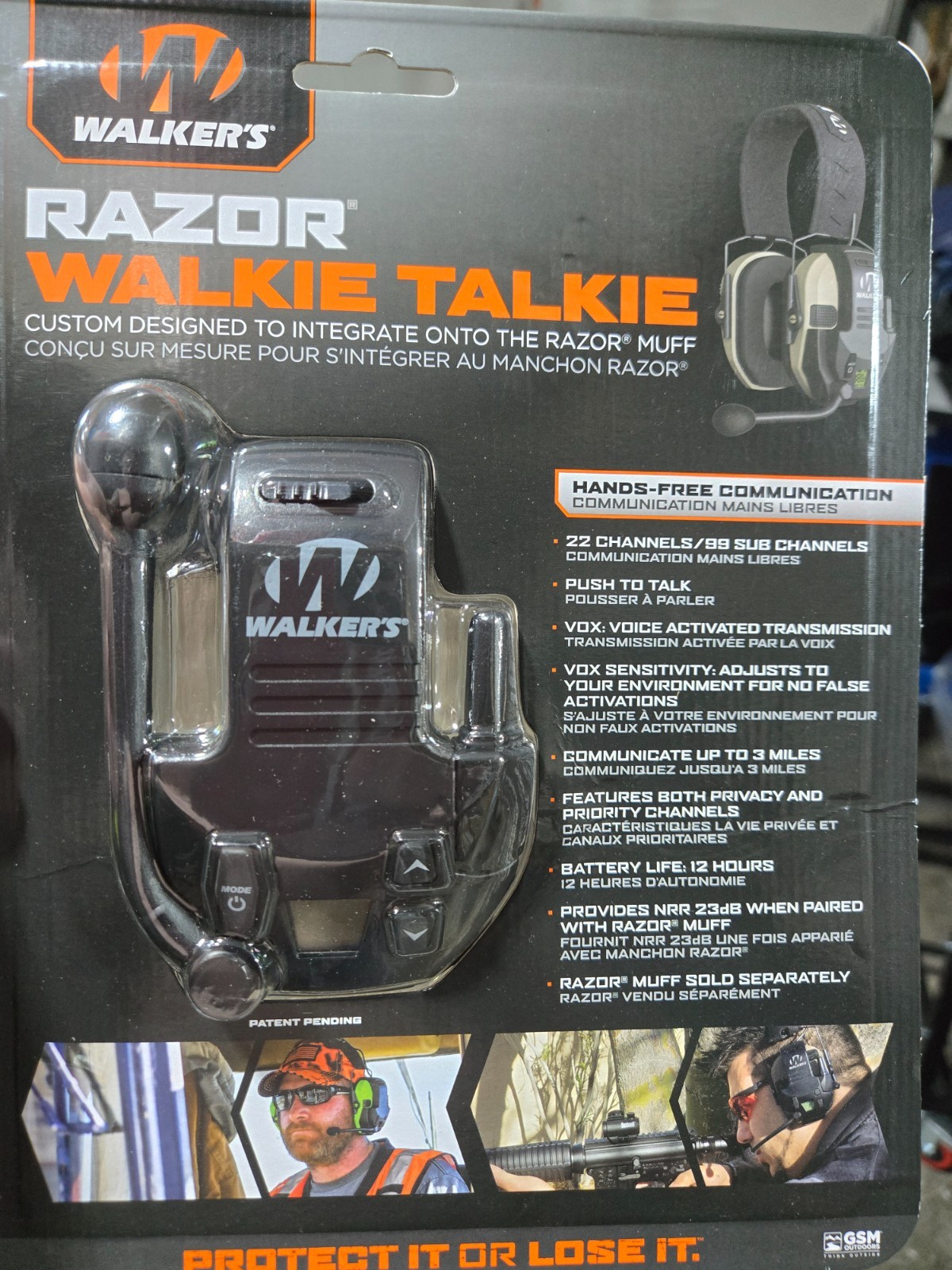 Walkers Razor Walkie Talkie Attachment for Razor Earmuffs, Black - GWP-RZRWT