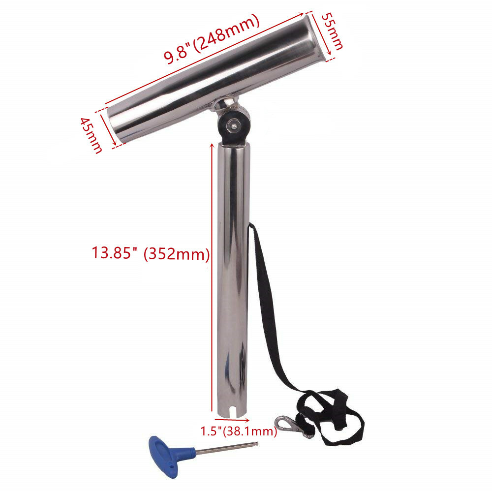 2X Marine Boat Fishing Rod Holder Outrigger Plug-in Stainless Steel 10" Rod Pod