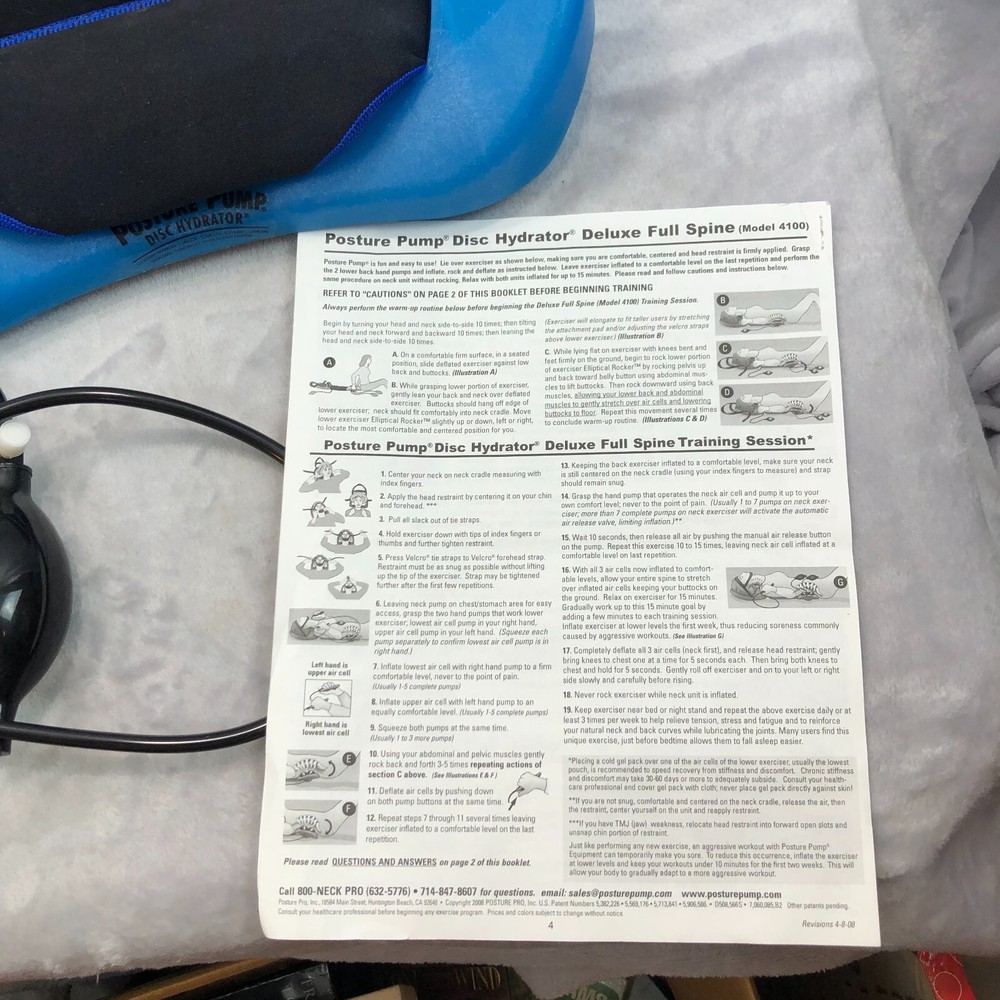 Posture Pump Disc Hydrator Professional Model 2000 Back Spine Corrector with Box