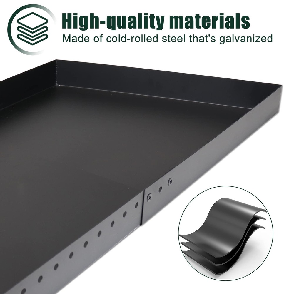 Adjustable Fireplace Tray, Expandable Ash Pan for Ash Collection, Galvanized Ste