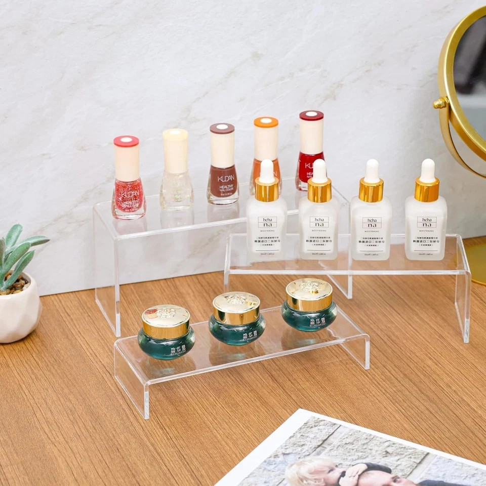 Yieach Large Clear Acrylic Risers Display Stands,3 Pcs Rectangular clear