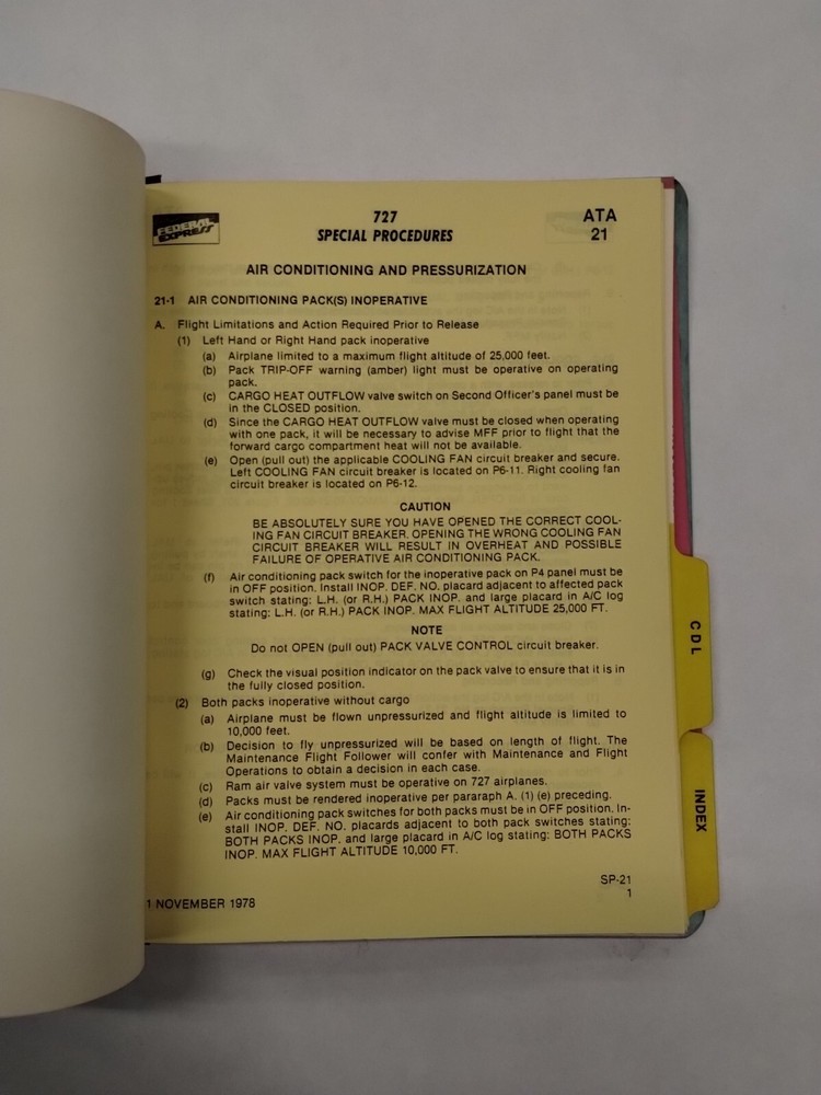 Federal Express 727 Minimum Equipment List & Configuration Deviation List-Origin