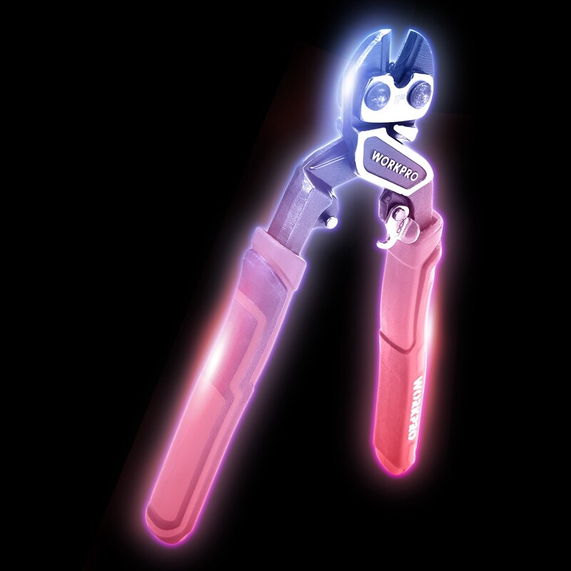 WORKPRO 8 inch Mini Bolt Cutter with Bi-Material Ergonomic Handle Security Lock