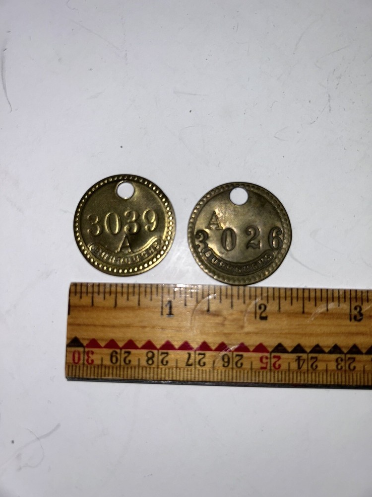 Vintage Burroughs Tool Brass Tool Check Tags