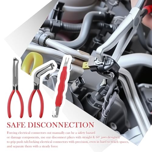 Red 3-Pack Car Disconnect Pliers - Sturdy Electrical Connector