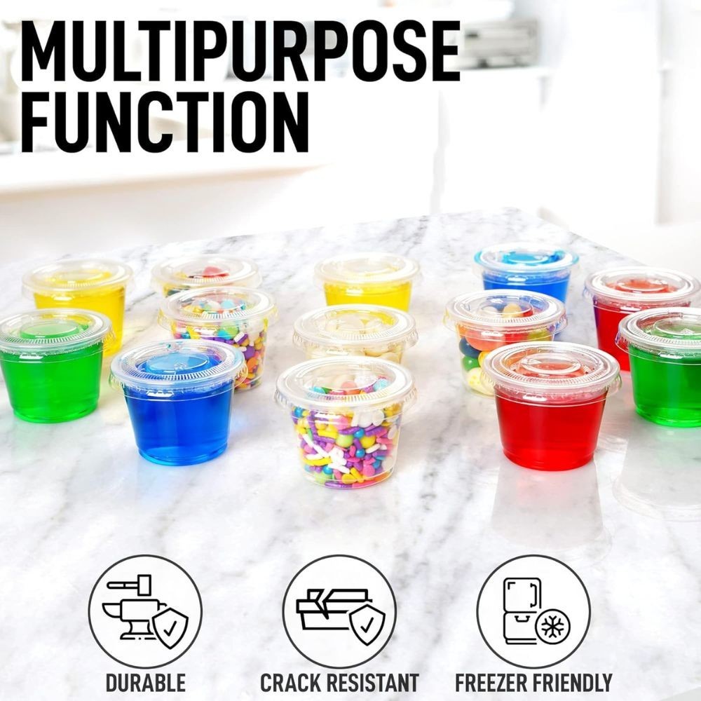 Simple Craft Plastic Portion Cups with Lids – 50, 100 & 200 Pack Containers