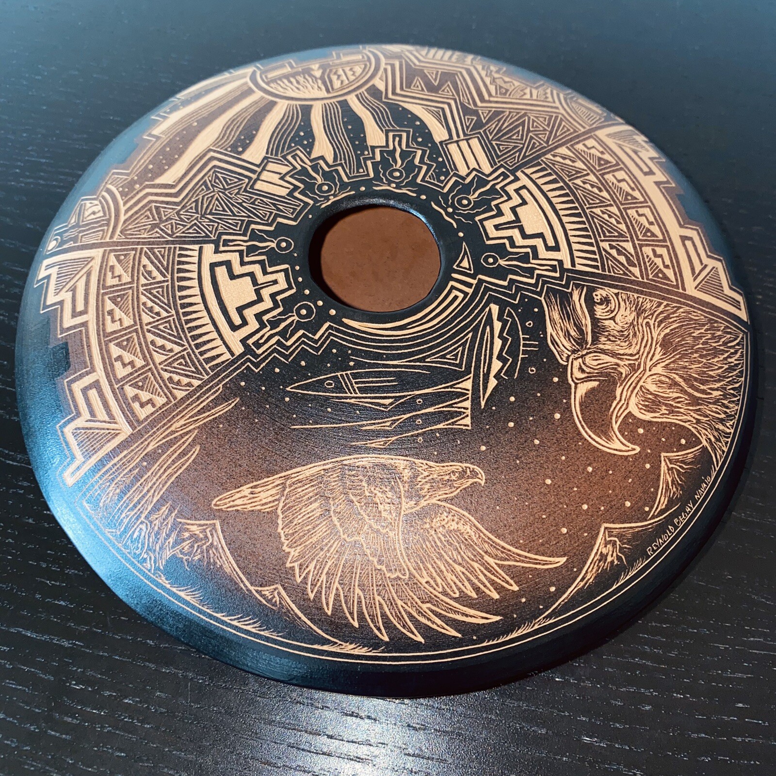 Reynold Begay Seed Pot Navajo Native American Hand Carved Sun Eagle Geometric