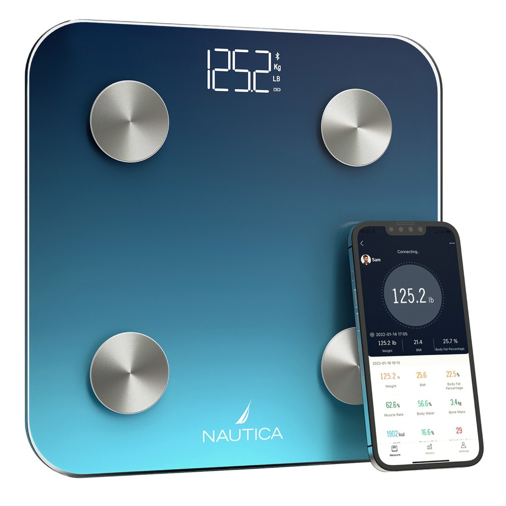 396-Lb Capacity Digital Bathroom Scale, Bluetooth, LED Display, BMI
