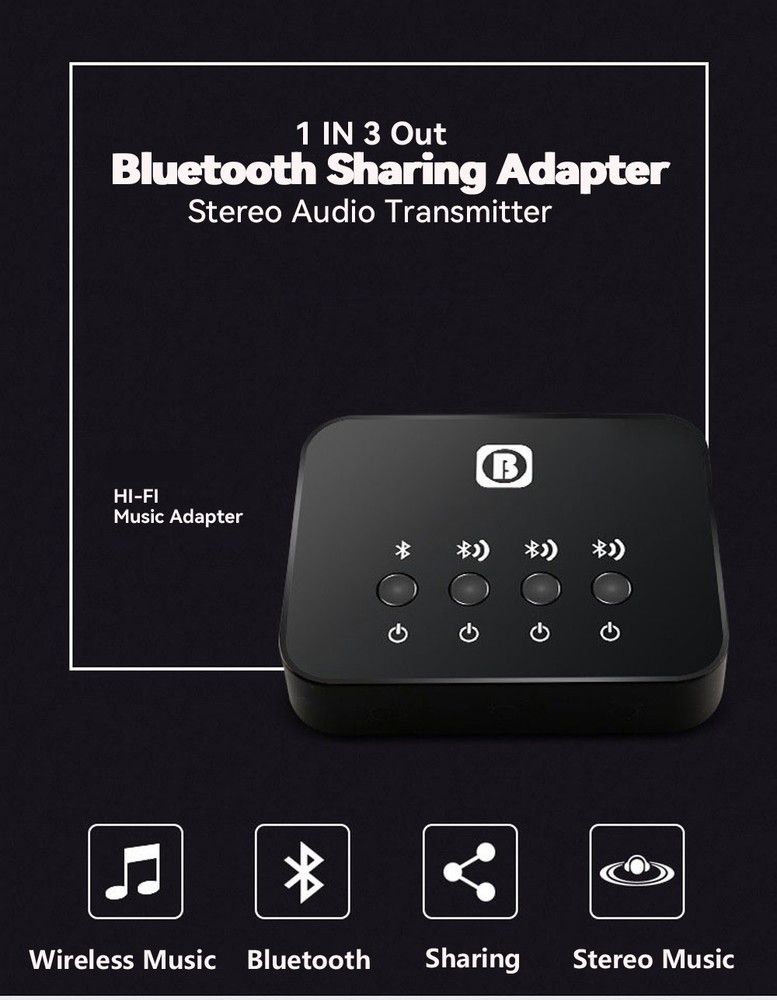 Bluetooth-Compatible Audio Adapter Receive-Send 2-in-1 Sending Out One-Three
