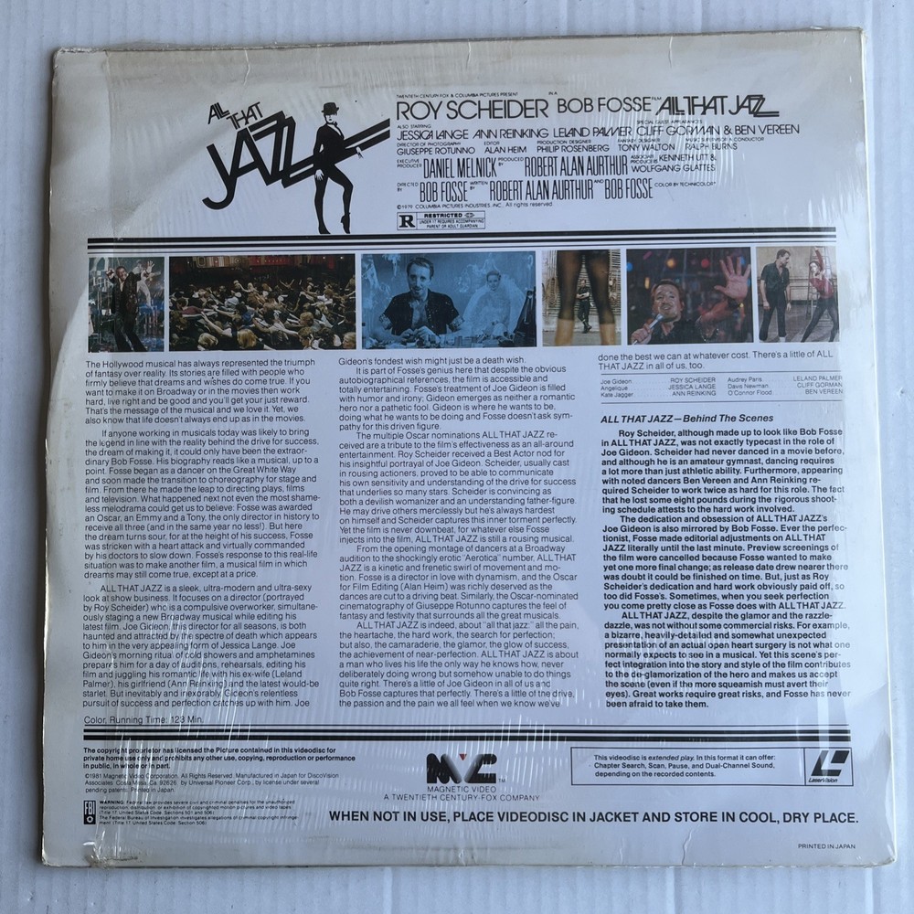 ALL THAT JAZZ Laserdisc