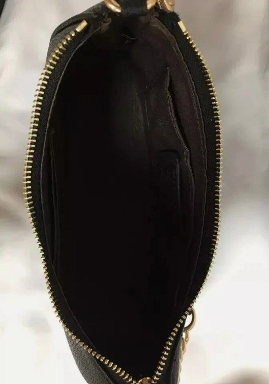 COACH CA209 TERI Shoulder Bag Hand Bag Black Refined Pebble Leather Outlet New