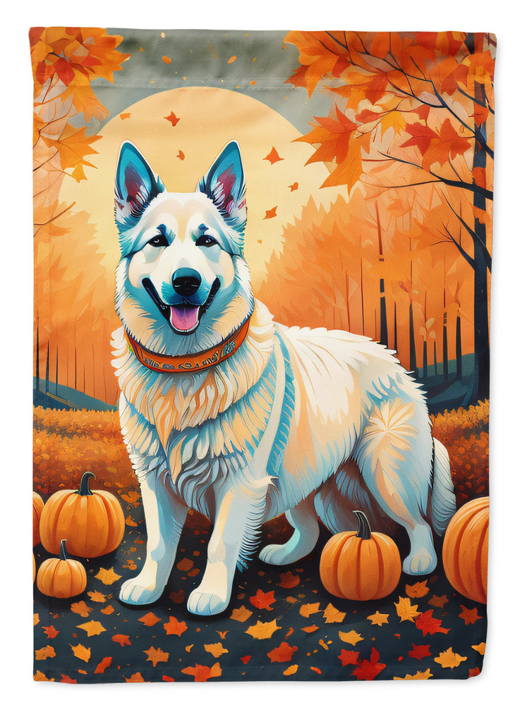White German Shepherd Fall Garden Flag