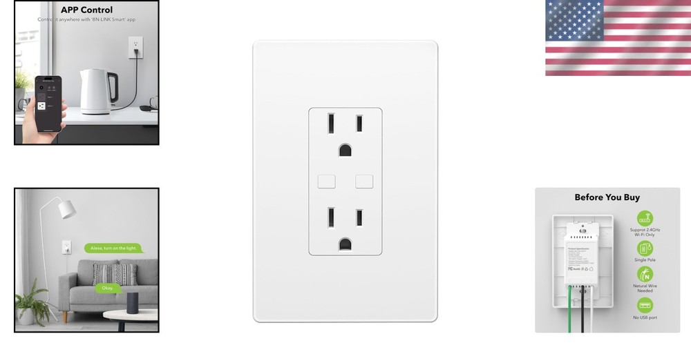 Voice-Controlled Smart Outlet Switch with Timer – Compatible with Alexa & Google