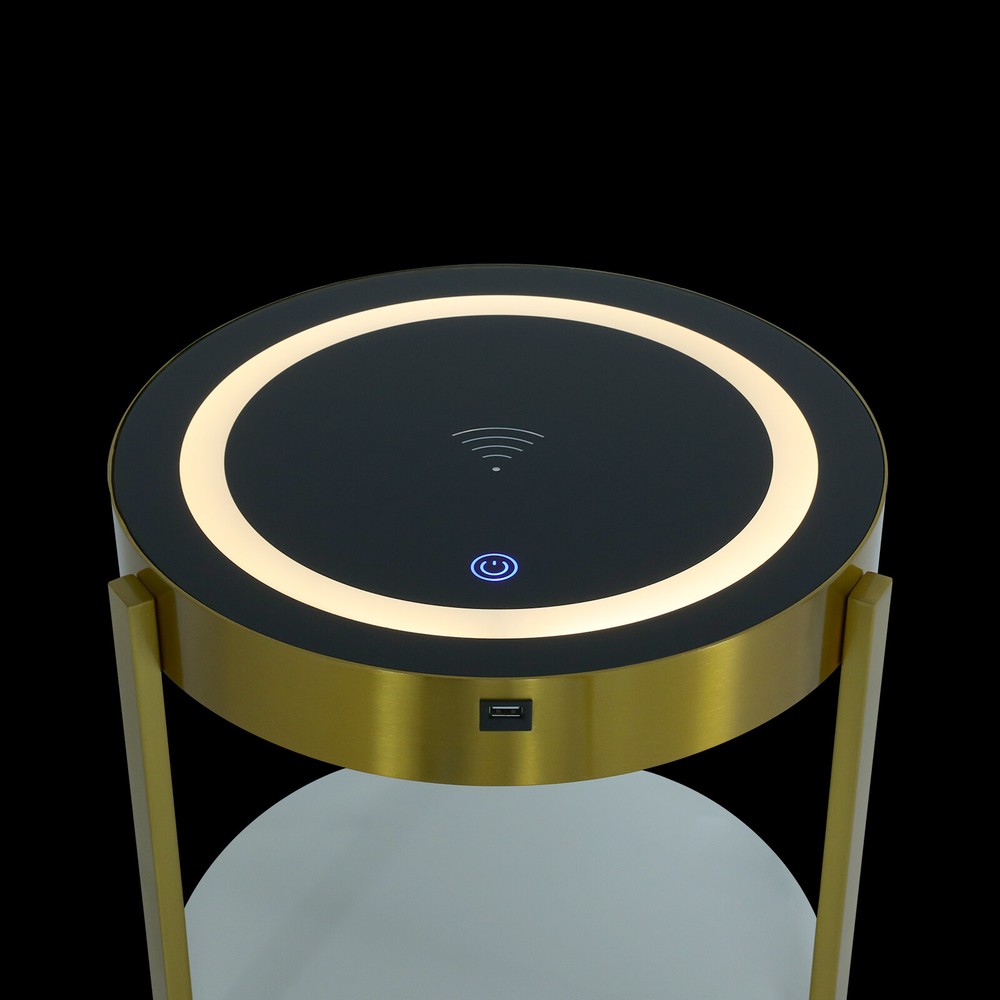 LED Nightstand Bedside Table with Drawers USB & Charging Station End Side Table