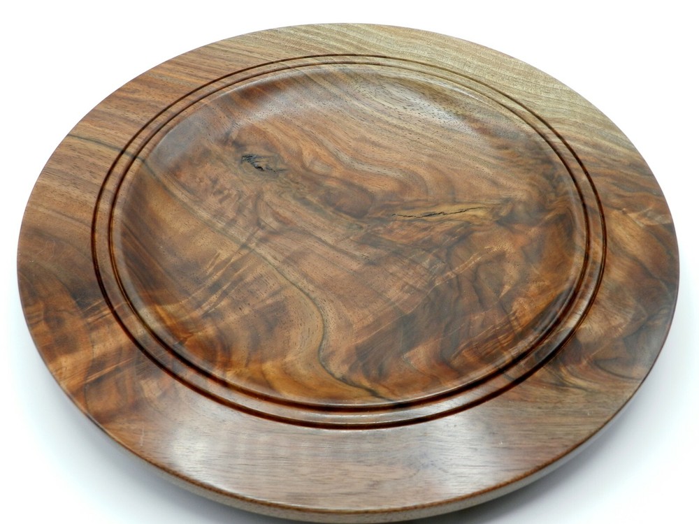 Handmade Crotch Figured Black Walnut Platter. Stunning flame pattern/colors. #95