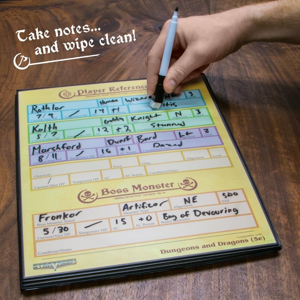 4 Panel GM Screen Dry Erase Inserts Customizable RPG D&D Dungeon Master Screen