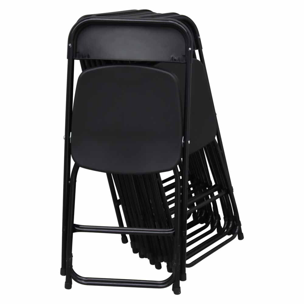 New Black Plastic Folding Chairs Stackable Chairs Enlarged Surface 10pcs/set