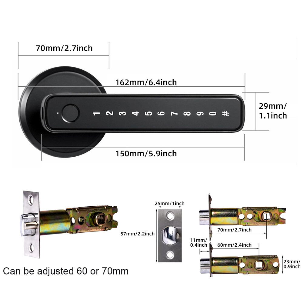 Smart Door Lock with Handle, Fingerprint Keyless Entry Electronic Digital Keypad
