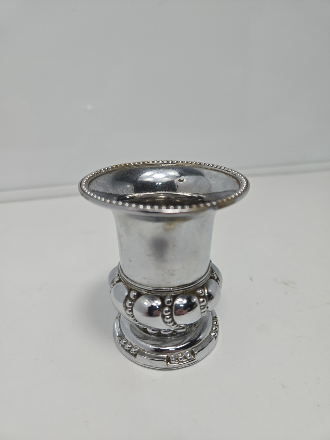 Silver Plated Urn/Toothpick Holder With Secret Compartment On The Bottom/Japan