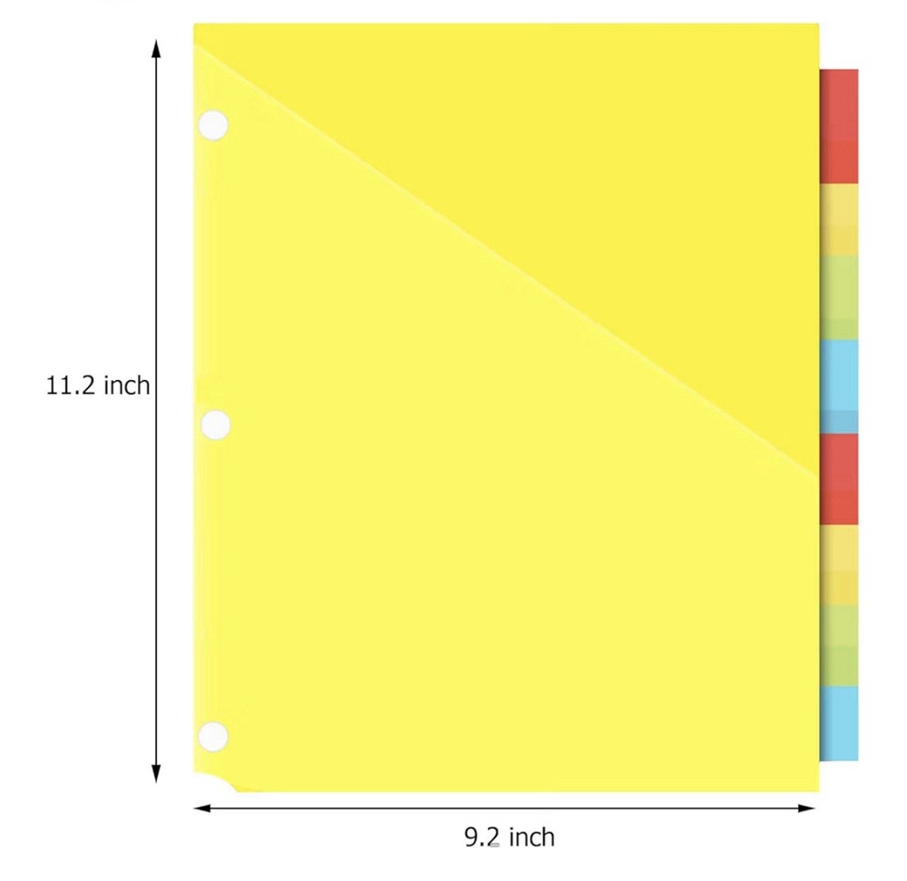 24 PCS Multicolor Binder Dividers with 2 Pockets,multicolor for 3 Ring Binder
