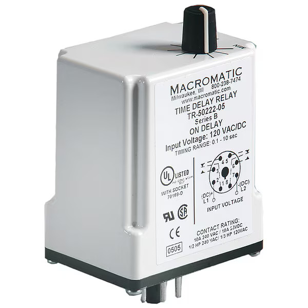 Single Function Time Delay Relay, Octal, Interval, 1 Functions 24V AC/DC, DPDT