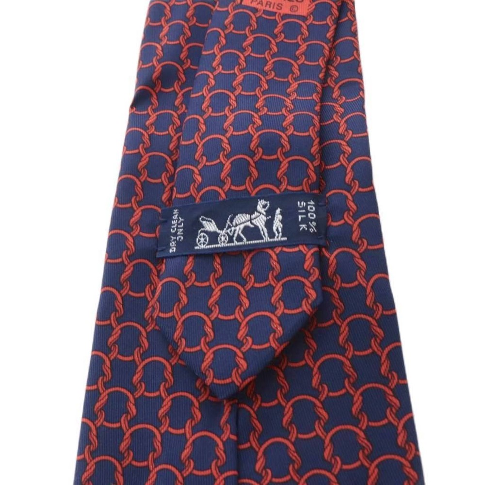 HERMES FA Tie Pattern Navy Red 7788 SR OH Men s