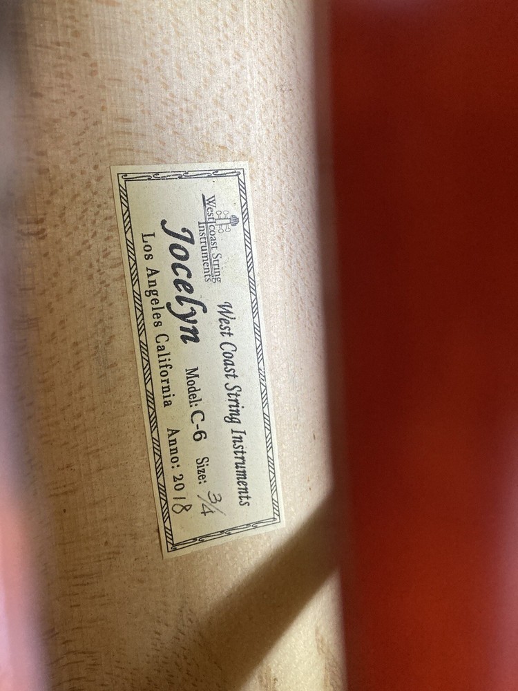3/4 cello, Jocelyn Model C-6; West Coast String Instruments