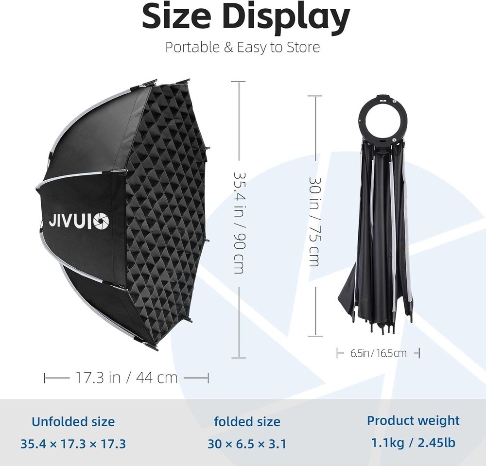 35.4"/90cm Octagonal Softbox, Quick Release Bowens Mount Softbox with Honeyco...