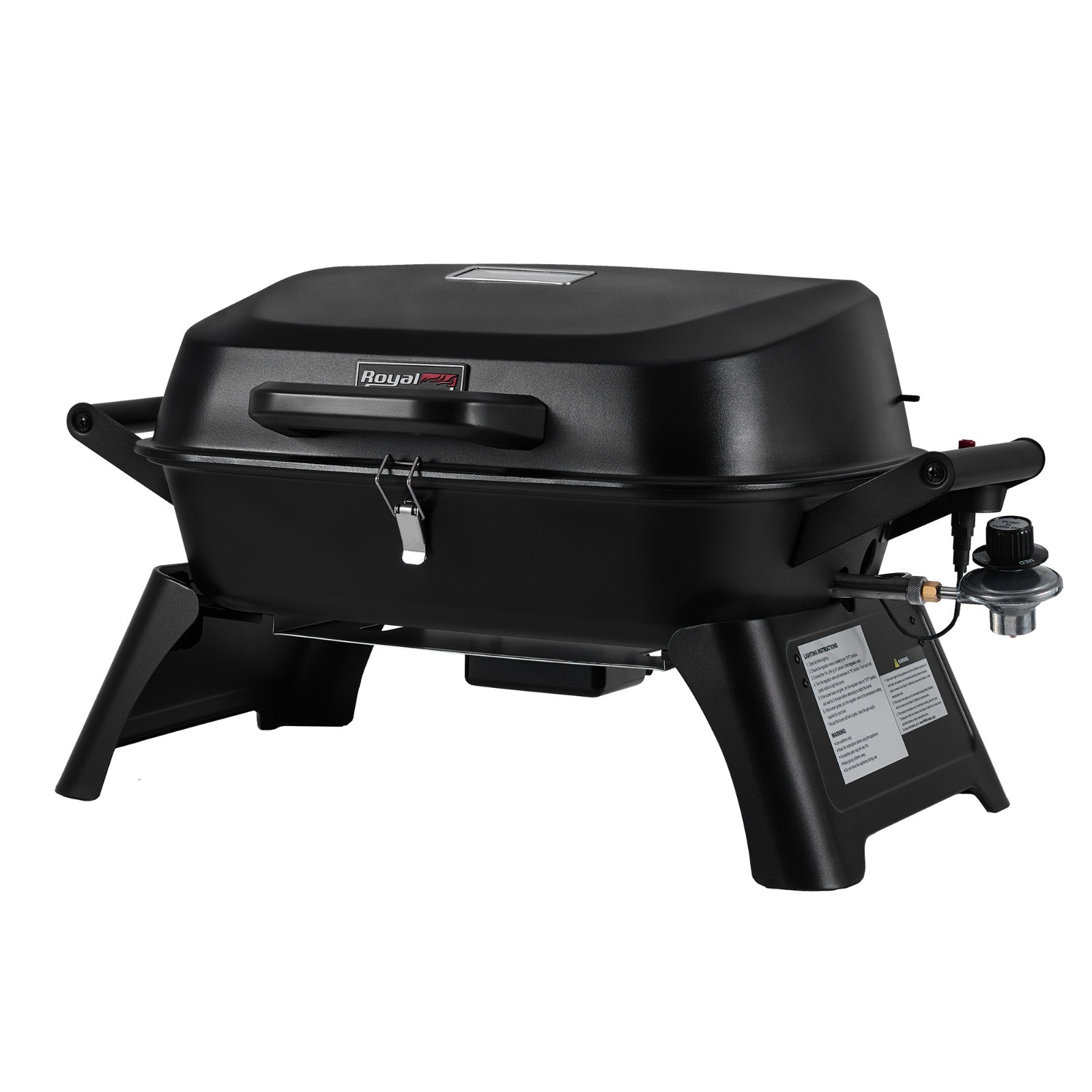 Royal Gourmet Tabletop Propane Gas Grill with Travel Locks/Folding Leg Black