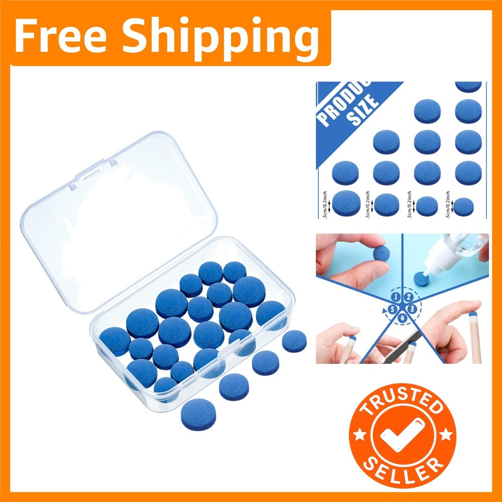 20 Pcs Billiard Cue Tips with Convenient Storage Box for Optimal Control