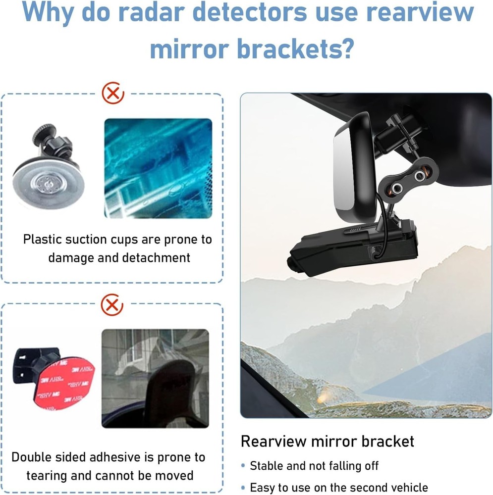 Secure Rearview Mirror Radar Mount for Valentine V1 - Easy Install & Stable!