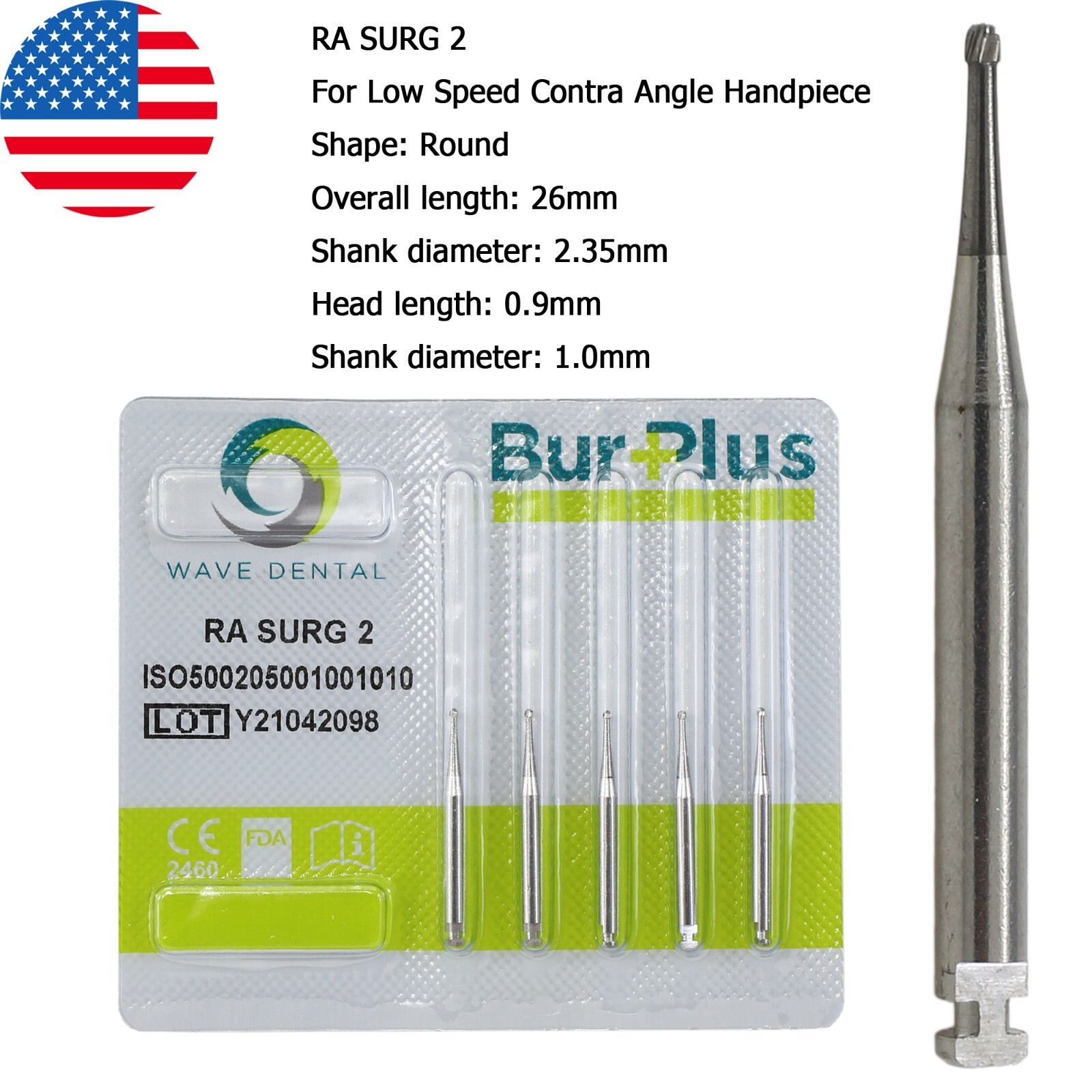 Wave Dental Carbide Burs Surgical Bur Latch 2.35mm RA SURG 2 4 6 8 Contra Angle