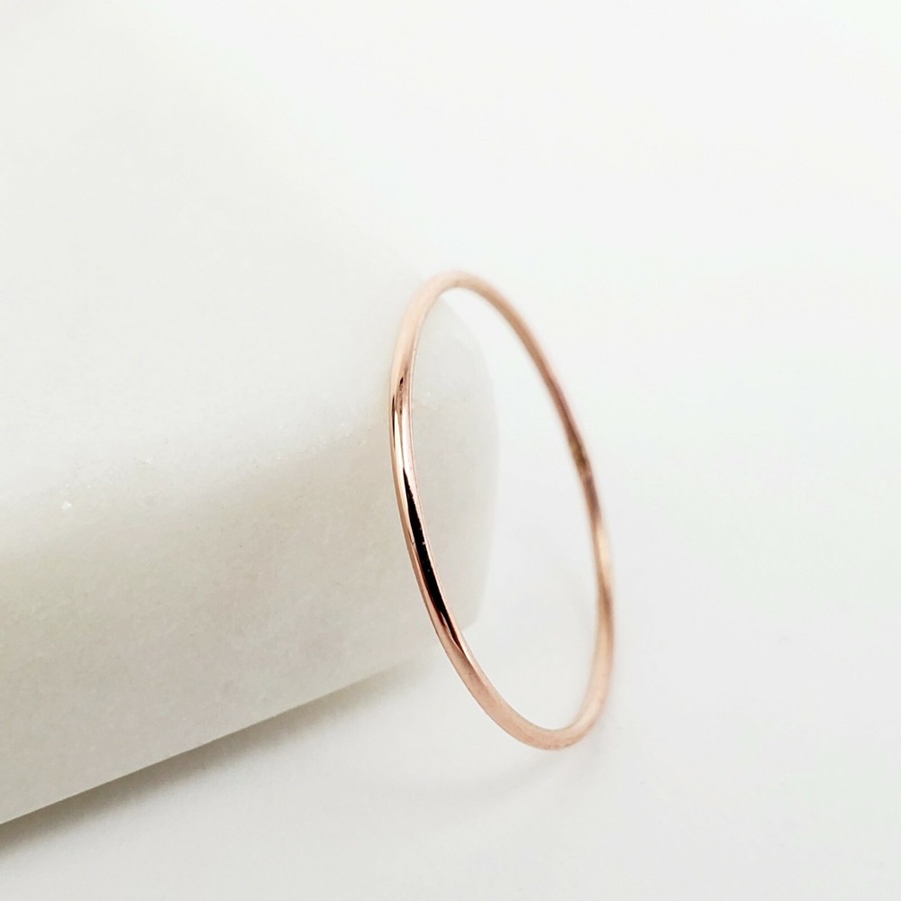 10k Solid Gold Very Thin Stackable Ring, 10k Yellow White Rose Ultra Thin Rings