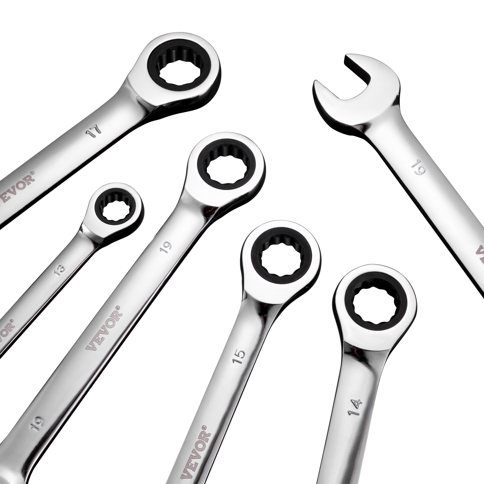 VEVOR Combination Wrench Set 16-Piece Metric 8 mm to 24 mm with Organizer Rack