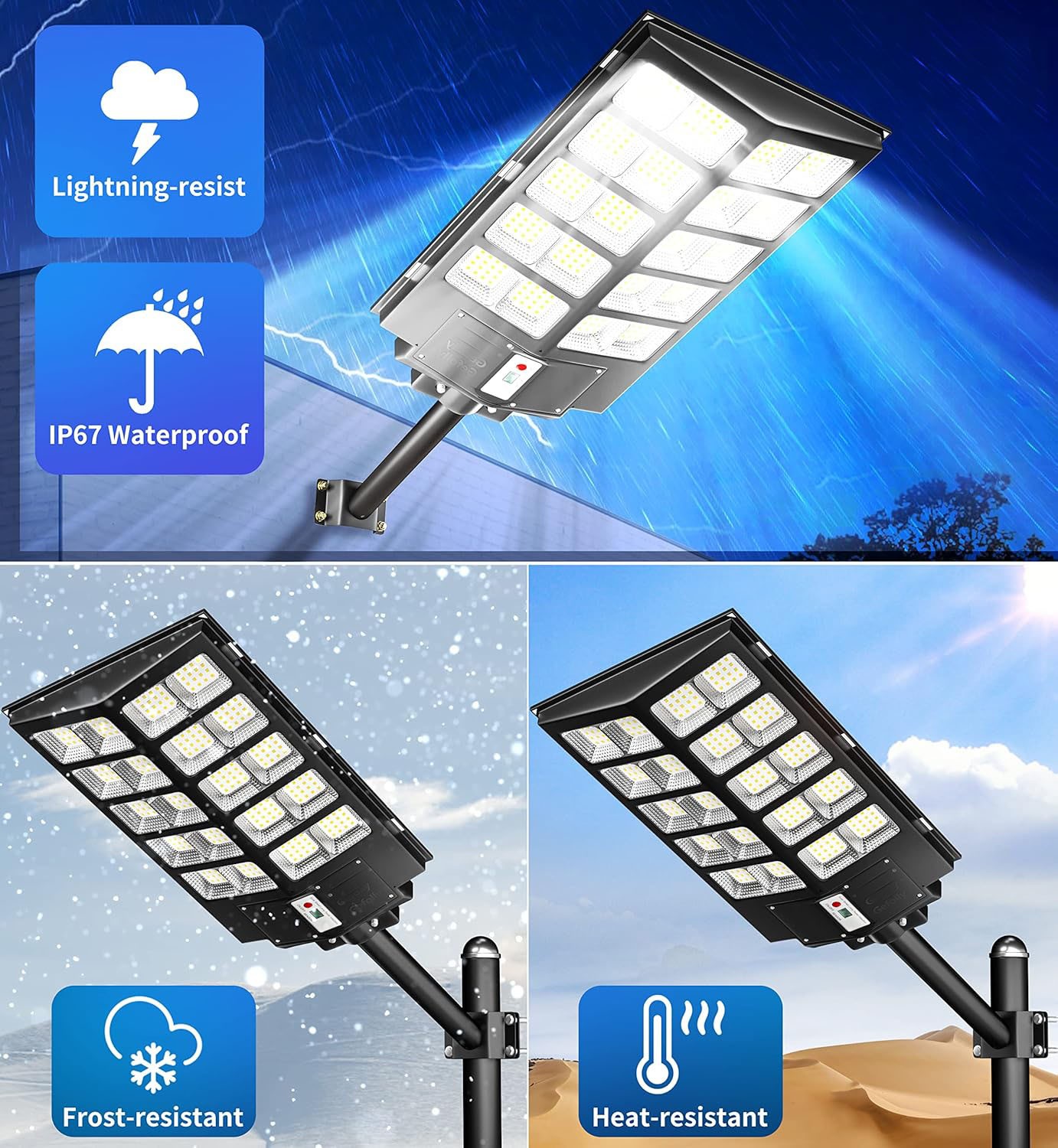 10000W LED Solar Street Light Dusk to Dawn Garden Super Bright Outdoor Road Lamp