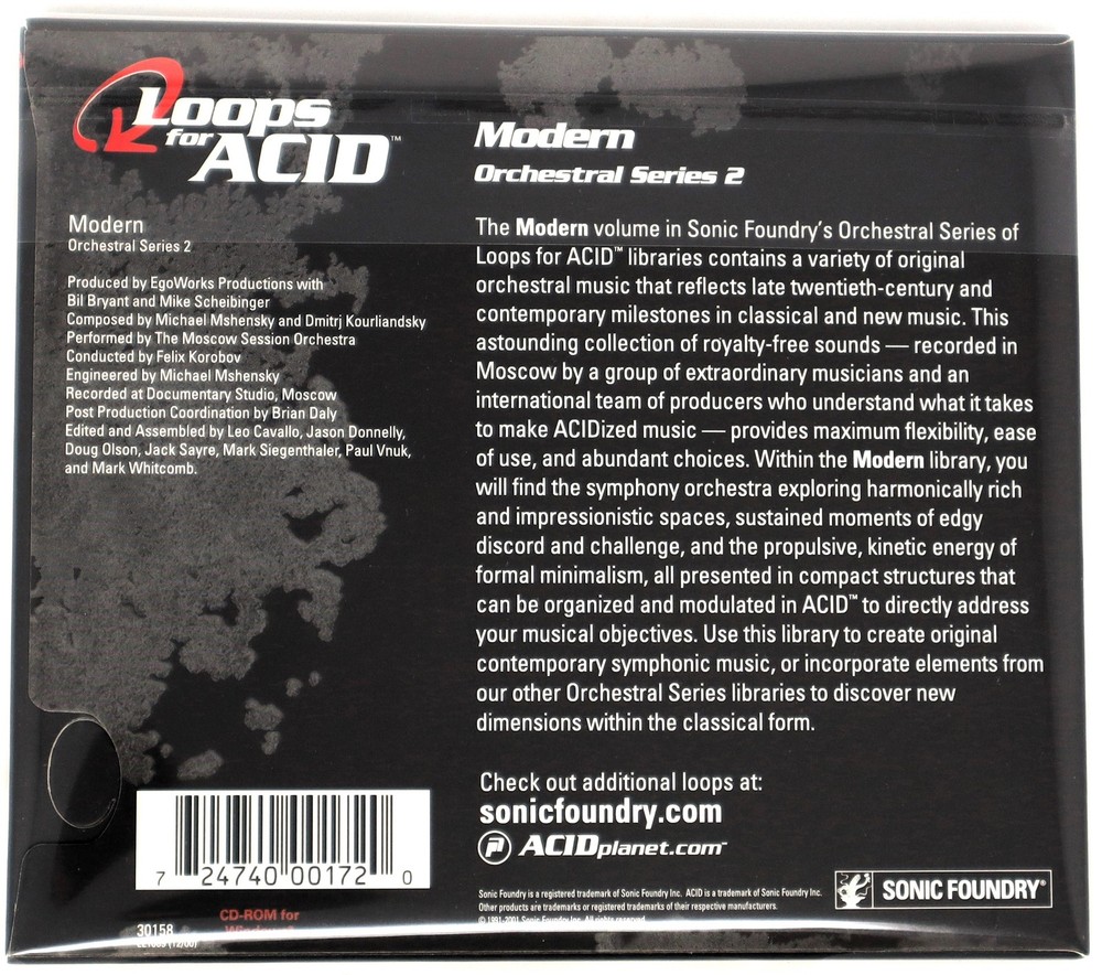Sonic Foundry Orchestral 2 Loops For Acid Sample/Sound Library/Sampling CD