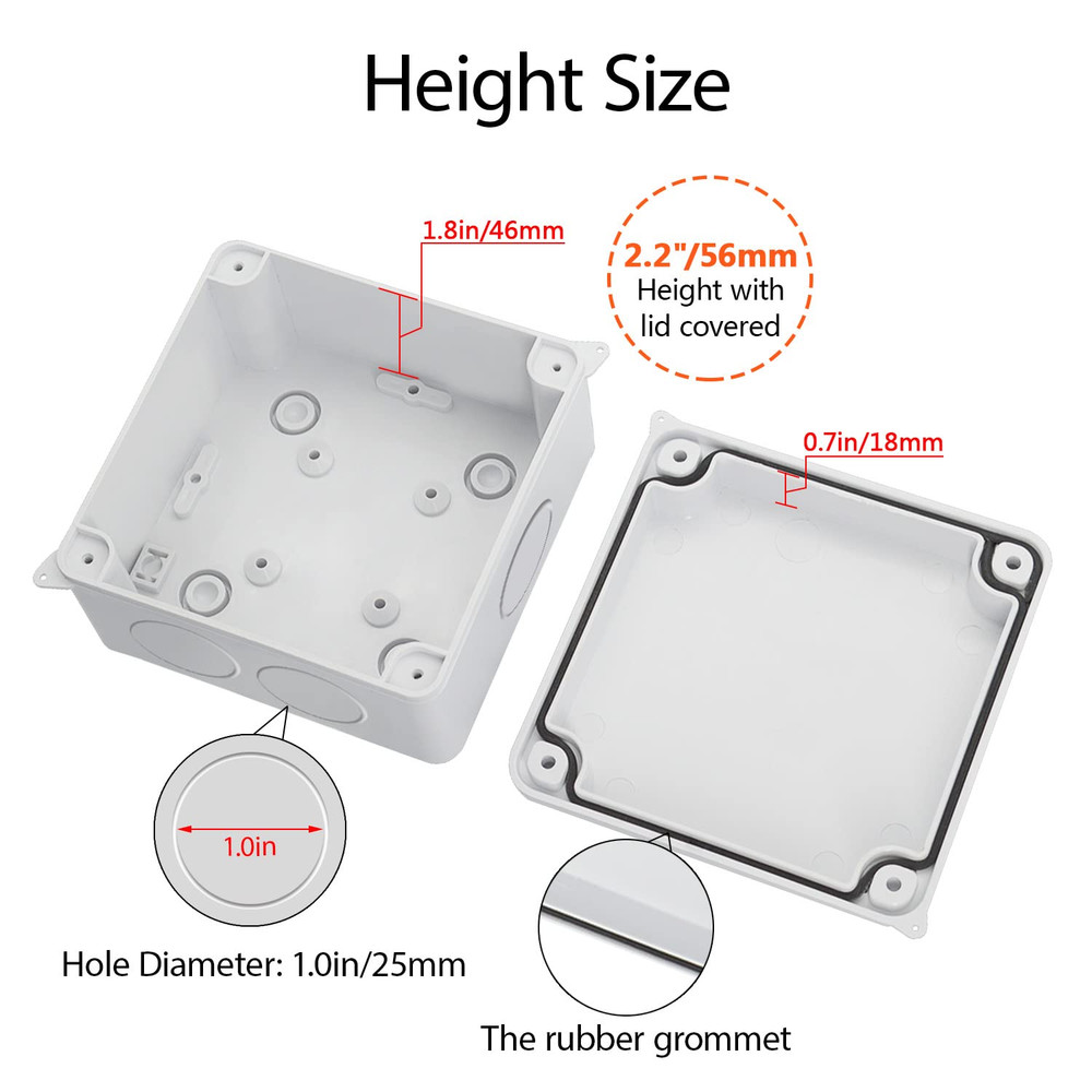 Junction Box, Electrical Box IP65 Water Resistant Dustproof ABS Plastic Project