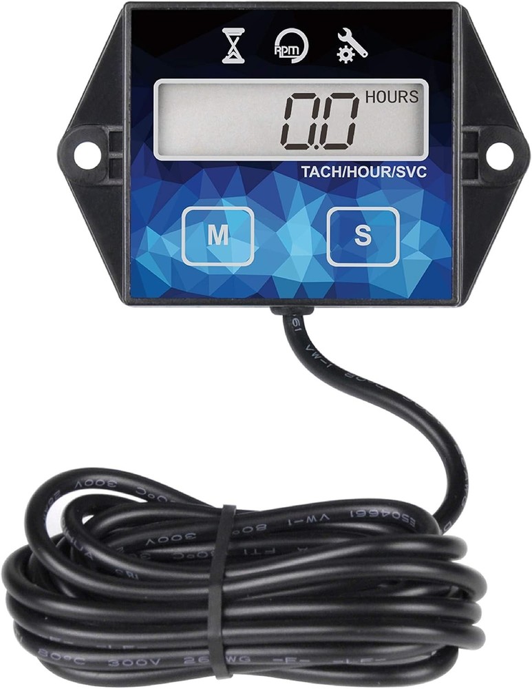 Small Engine Hour Meter, Digital Tachometer, Maintenance Reminder, Battery Re...
