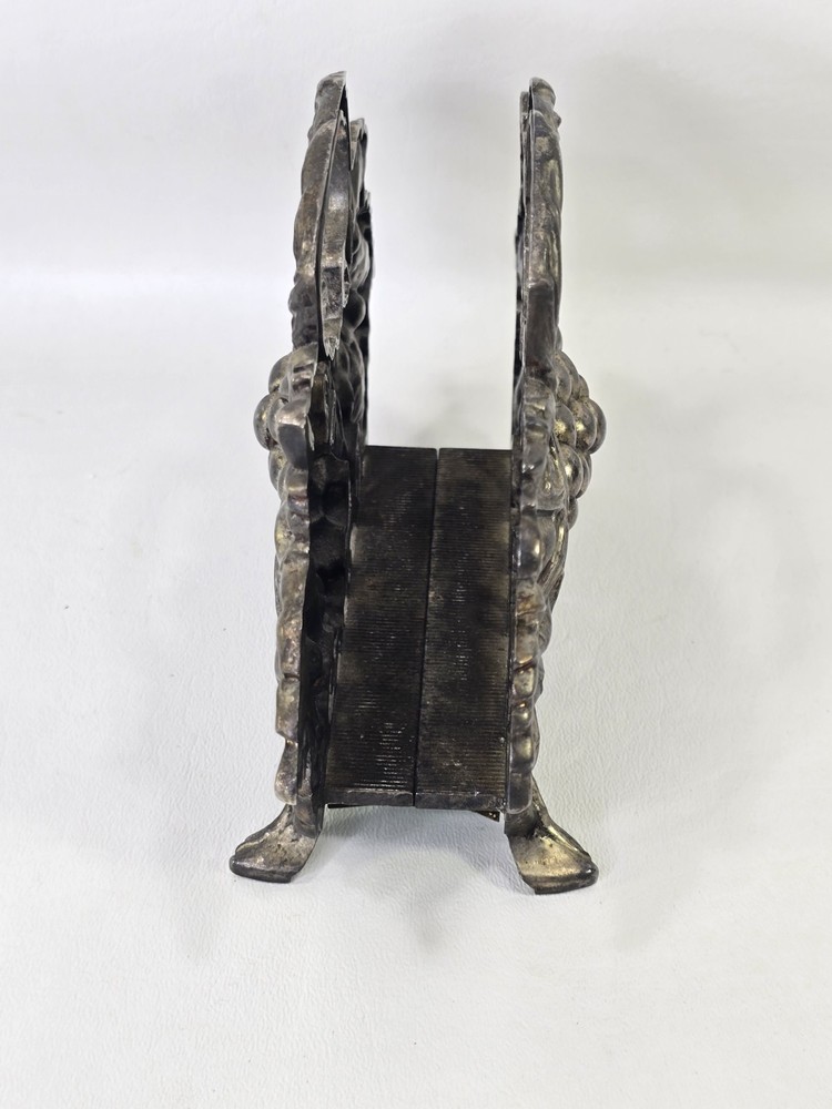 Vintage 1994 Napkin Holder Godinger Silver Co. Plated w Grapes Leaves Metal Tone