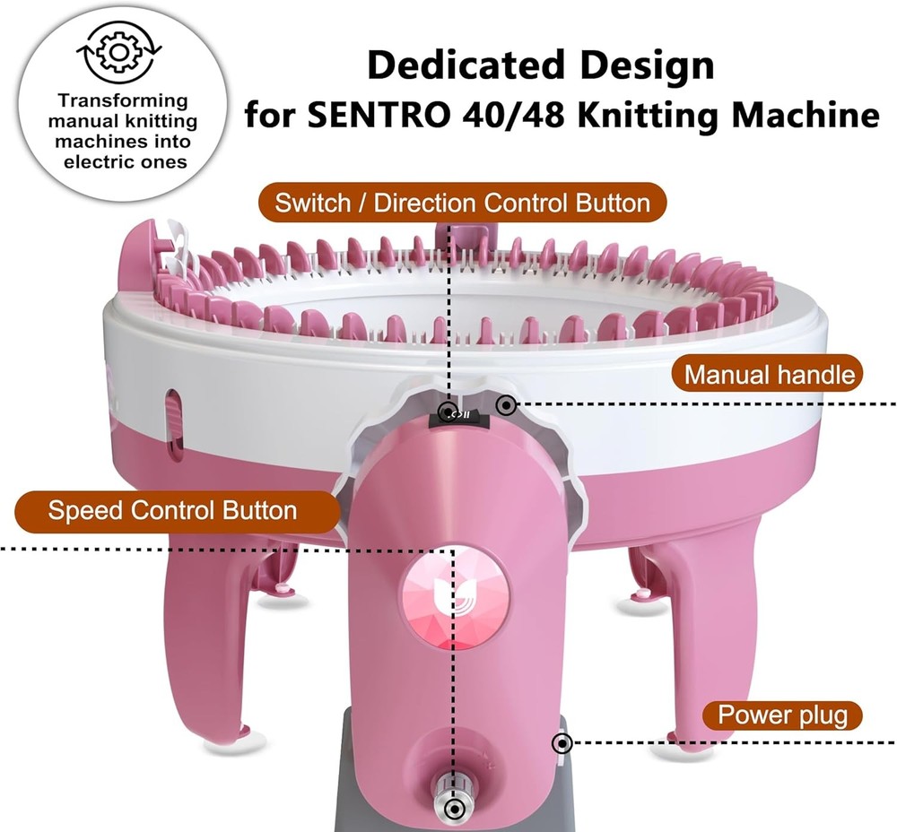 Electric Knitting Machine Adapter for Sentro 40 & 48 Knitting Machine, Automatic