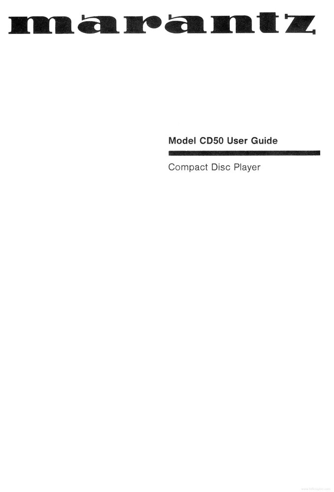 Marantz CD-50 CD Player Owners Instruction Manual