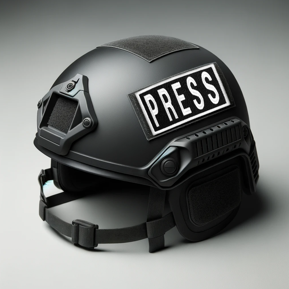 3-Piece Embroidered PRESS Patch for Vests, Jackets, Large & Small, Black & White