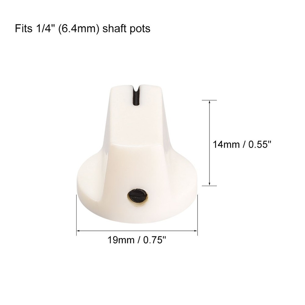 2Pcs 6.4mm Shaft Hole Pedal Knobs Pointer Control Knobs with Set Screw White