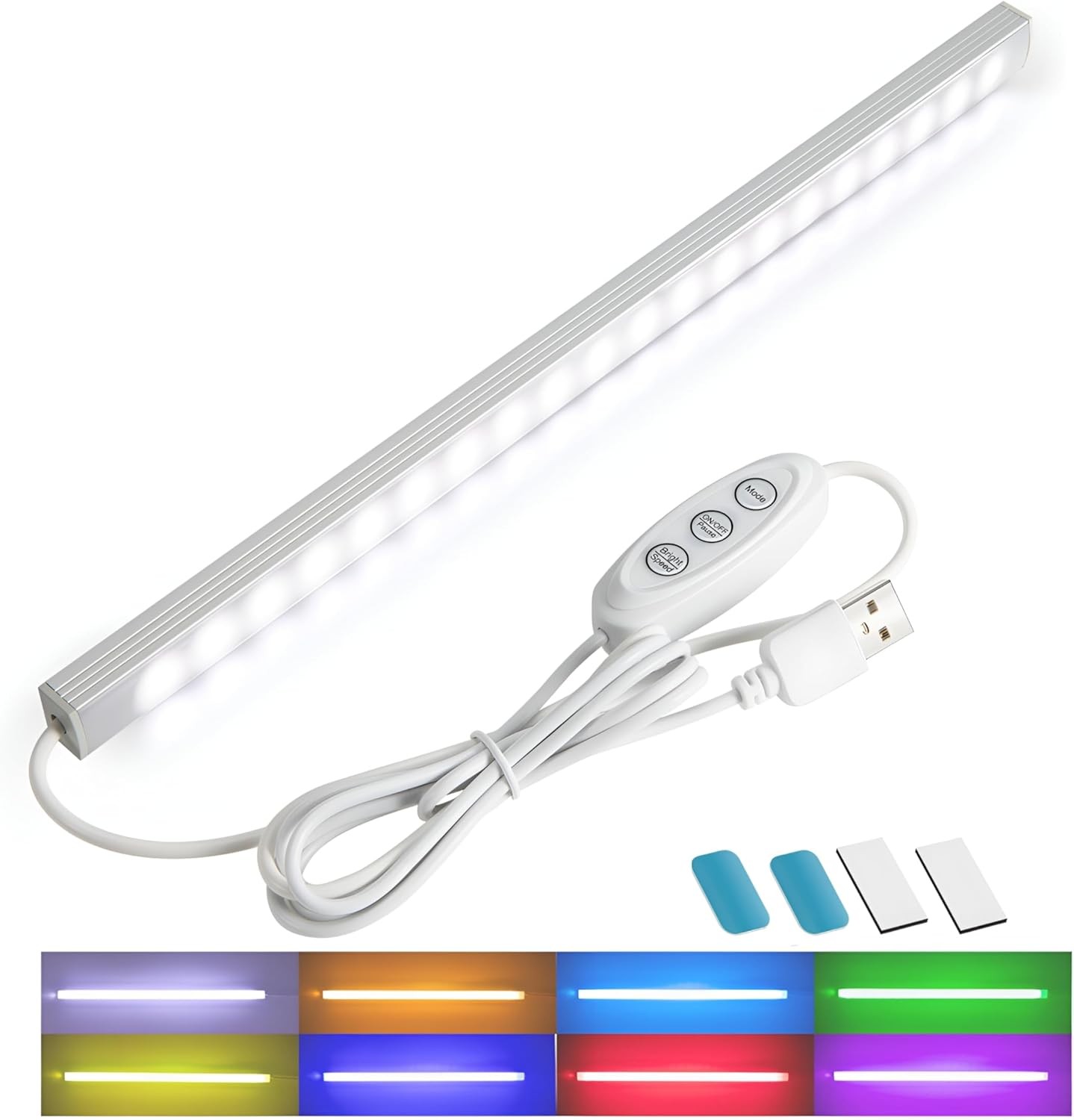 RGB Light Bar with Color Memory & Dimmable Brightness for Monitor/Desk, Under Ca